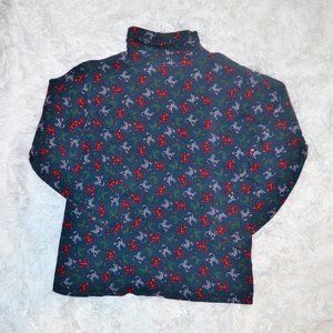 EAGLE'S EYE Vintage Christmas Holiday Cat Cats Plaid Turtleneck Long Sleeve Top